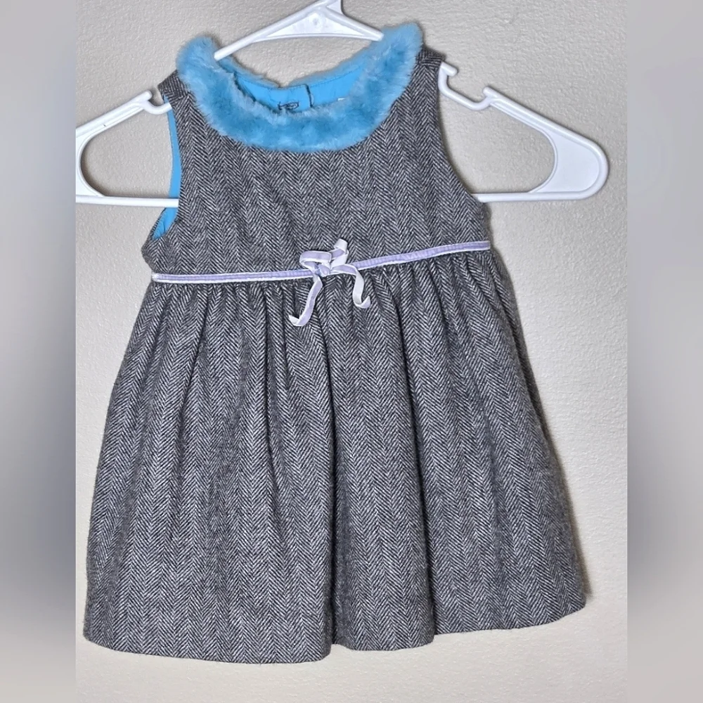 Girl's Infant Baby Gap Wool Blend Faux Fur Lined Dress,‎ Size 6-12 Months